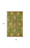 8' X 11' Green Red And Ivory Wool Floral Medallion Hand Tufted Area Rug