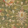8' X 11' Green Red And Ivory Wool Floral Medallion Hand Tufted Area Rug
