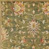 8' X 11' Green Red And Ivory Wool Floral Medallion Hand Tufted Area Rug