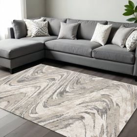 9' X 13' Gray And Tan Abstract Area Rug