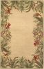 8' X 10' Beige Red And Green Wool Tropical Floral Hand Tufted Area Rug