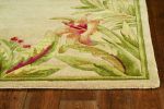 8' X 10' Beige Red And Green Wool Tropical Floral Hand Tufted Area Rug