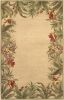 8' X 10' Beige Red And Green Wool Tropical Floral Hand Tufted Area Rug