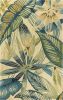 8' X 10' Ivory Teal And Green Wool Tropical Botanical Hand Tufted Area Rug
