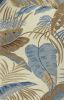 8' X 11' Ivory Blue And Brown Wool Tropical Botanical Hand Tufted Area Rug