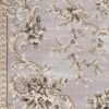 9' X 12' Light Gray Green And Tan Floral Medallion Area Rug