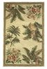 8' X 11' Ivory Green And Brown Wool Tropical Botanical Hand Tufted Area Rug