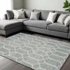 9' X 12' Slate Blue And Ivory Wool Geometric Hand Tufted Area Rug