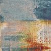 10' X 13' Blue Rust And Orange Abstract Area Rug