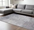 9' X 12' Slate Gray And Dark Gray Abstract Hand Loomed Area Rug