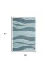 3' X 5' Blue Gray And Ivory Wool Abstract Hand Tufted Area Rug