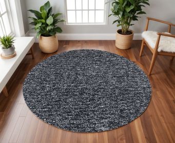 6' Black And White Hand Woven Round Rug