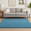 5' X 7' Blue Shag Hand Woven Area Rug