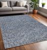 5' X 7' Indigo And Ivory Abstract Hand Woven Area Rug
