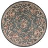 8' Slate Blue Red And Ivory Floral Medallion Round Rug