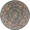 8' Slate Blue Red And Ivory Floral Medallion Round Rug