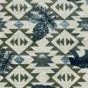 8' Ivory And Blue Woodland Lodge Round Rug