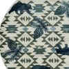 8' Ivory And Blue Woodland Lodge Round Rug