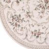 8' Ivory Red And Green Floral Medallion Round Rug