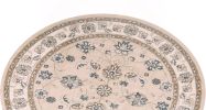 8' Beige And Ivory Floral Medallion Round Rug