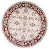 8' Ivory And Red Floral Medallion Round Rug