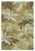 4' X 6' Moss Green And Yellow Wool Tropical Botanical Hand Tufted Area Rug