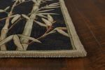 4' X 6' Black Green And Brown Wool Tropical Botanical Hand Tufted Area Rug