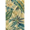 3' X 5' Ivory Teal And Green Wool Tropical Botanical Hand Tufted Area Rug