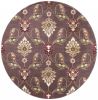 7' Purple Ivory And Brown Floral Octagon Rug