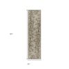 10' Ivory Green And Brown Wool Botanical Leaves Hand Tufted Runner Rug