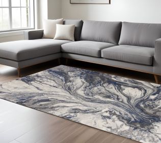 6' X 9' Blue And Gray Abstract Area Rug