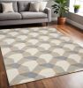 5' X 8' Ivory Gray And Cream Wool Geometric Hand Tufted Area Rug