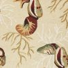 2' X 3' Beige Green And Brown Seashell and Coral Hand Tufted Area Rug