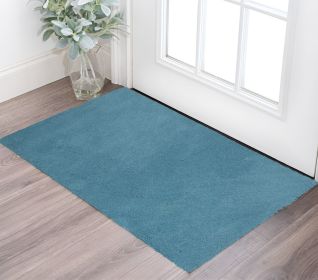 2' X 4' Blue Shag Hand Woven Area Rug