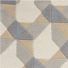 2' X 4' Ivory Gray And Cream Wool Geometric Hand Tufted Area Rug