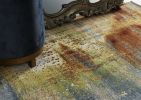 3' X 5' Blue Rust And Orange Abstract Area Rug