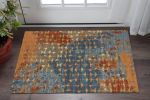 3' X 5' Blue Red And Orange Abstract Area Rug