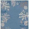 8' Blue Gray And White Fish and Coral Hand Hooked Runner Rug
