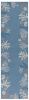 8' Blue Gray And White Fish and Coral Hand Hooked Runner Rug
