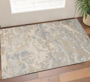 3' X 5' Sand Gray And Beige Abstract Area Rug