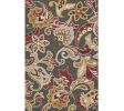 3' X 5' Taupe Red And Gray Floral Hand Tufted Area Rug