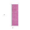 8' Hot Pink Shag Hand Woven Runner Rug