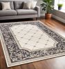 5' X 8' Ivory And Gray Floral Area Rug