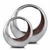 16" Silver and Brown Buffed Aluminum Tabletop Sculpture