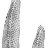 Set of Two Silver Aluminum Tall Feather Tabletop Sculptures