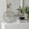 12" Silver Iron Decorative Orb Tabletop Sculpture