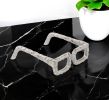7" Silver Aluminum Textured Square Eyeglasses Tabletop Sculpture