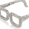 7" Silver Aluminum Textured Square Eyeglasses Tabletop Sculpture