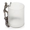 10" Silver And Glass Climbing Man Hurricane Candle Holder