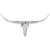47" Silver Buffed Aluminum Long Horn Wall Sculpture